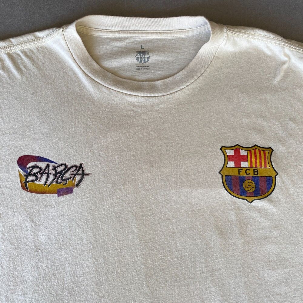 FC Barcelona FCB Men's Large Cream Graphic T-Shirt Barça Soccer - Picture 4 of 11